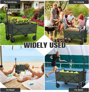 Chariot pliant pliable <span class=keywords><strong>utilitaire</strong></span> tout-terrain en métal robuste et chariot de plage de jardin avec grandes roues pour le sable - Product Image 2