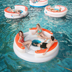 Isla Flotante Inflable de PVC para 4 Personas, Tumbona Circular para Piscina, Trono de Natación, Logotipo Personalizado, Diversión Acuática para Hoteles y Resorts - Product Image 3