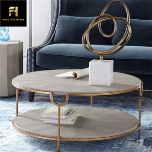 Modern Luxury Double Layer Antique Design <strong>Real</strong> Marble <strong>Coffee</strong> <strong>Table</strong> with Gold Stainless Steel Frame Brass Inlay Light Tea <strong>Table</strong> - Product Image 2