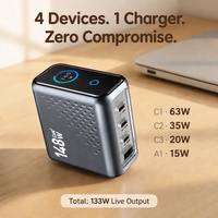 Robuuste 148W GaN-lader met supersnel opladen, 4-poorts PD3.1 CE FCC RoHS gecertificeerd, universele fabrieks prijs.