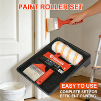 Kit professionnel de 3 rouleaux à peinture de 9 pouces avec bac et pinceau pour la peinture murale, idéal pour la construction commerciale et la rénovation intérieure