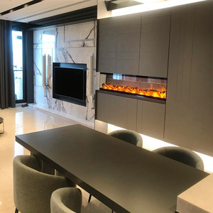 <span class=keywords><strong>Cheminée</strong></span> <span class=keywords><strong>électrique</strong></span> encastrée moderne <span class=keywords><strong>haut</strong></span> <span class=keywords><strong>de</strong></span> <span class=keywords><strong>gamme</strong></span> <span class=keywords><strong>de</strong></span> 2000 mm, vue double face, flammes multicolores, utilisation hôtelière, télécommande, réglable en anglais - Product Image 3