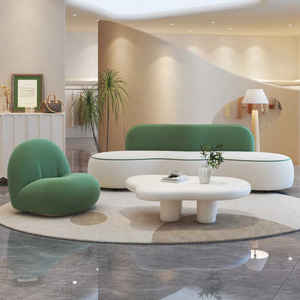 Set Sofa Lengkung 4 Bagian Desainer, Mewah dan Nyaman dengan Busa untuk Area Resepsi Toko, Salon Kecantikan, Toko Pakaian, Selebriti Internet - Product Image 2