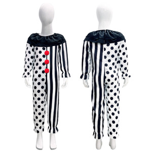 Clown Cosplay Costume Childrens Dress With <b>Hat</b> Halloween Performance Role Play Outfit Polyester Material - Product Image 2