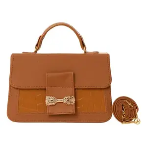 Bolso Bandolera Fana Lesly de Piel de Camello, Forro de Cuero Genuino, Cierre de Cremallera, Uso Diario, Estilo Veraniego - Product Image 1