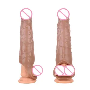 Large Extender Reusable Condom Penis Sleeve Adult Longer Condom For Men Delay Cock Rings Sex Toys Shop