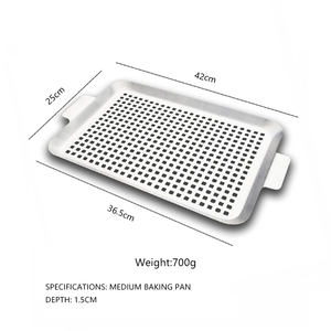 Juego de parrillas perforadas de acero inoxidable de grado alimenticio al por mayor <span class=keywords><strong>con</strong></span> asas anchas para cesta de asar verduras en barbacoas al aire libre - Product Image 3