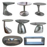 Table basse en aluminium de style loft industriel rétro aviateur de luxe avec chaise pour le salon