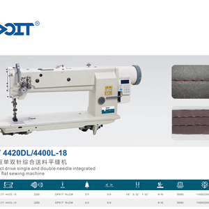 Machine à coudre industrielle à bras long DT 4410/4420, point noué, simple/double aiguille, entraînement par moteur, alimentation par entraînement composé - Product Image 1
