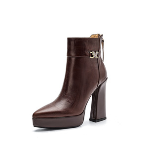 Stivaletti da <span class=keywords><strong>Donna</strong></span> con Tacco Alto 2025 Autunno Inverno Nuovi Impermeabili con Plateau a Punta con Strass in Vera Pelle Tacco Spesso - Product Image 5