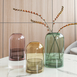 Vase en verre transparent de style nordique au design simple, support de bougie avec couvercle en verre, vase en verre pour arrangement floral en forme artistique, vente en gros - Product Image 1