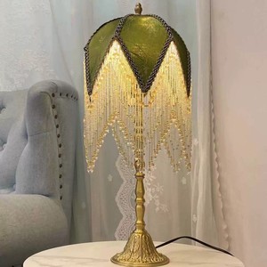 American Retro French Style Tassel Table Lamp E27 LED 220V Eye Caring Living Room Bedroom Bedside <b>Lighting</b> - Product Image 1