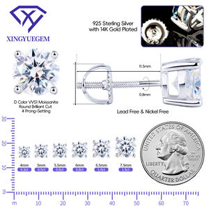 Pendientes de tuerca con cierre de rosca de plata de ley 925 para mujer, al por mayor, personalizados, con moissanita de color, joyería de estilo hip hop - Product Image 3