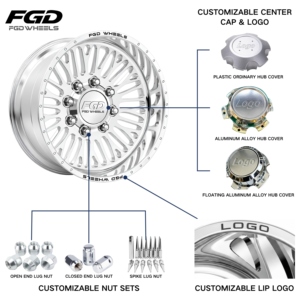 Roue forgée personnalisable à déport négatif style H de 20, 22, 24, 26, 28 pouces pour CHEVROLET Colorado Silverado 1500 Silverado HD - Product Image 4
