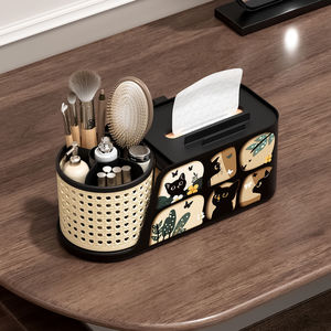 Boîte à mouchoirs Black Cat avec compartiment de rangement pour cosmétiques, pour bureau et chambre à coucher - Product Image 3