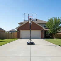 Système de basketball portable d'extérieur réglable en hauteur avec panneau arrière en verre trempé de 44 pouces personnalisable