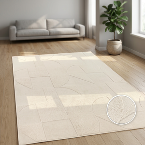 Tapis de sol rond épais antidérapant en jonc tressé abstrait moderne fait main, tapis de table basse écologique pour salon - Product Image 1