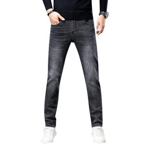 2024 nouveau européen hommes jean chic doux Denim <span class=keywords><strong>pantalon</strong></span> pour automne hiver mi épais élastique ample droit décontracté grand nom lavé - Product Image 5