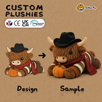 Peluche Vache des Highlands à Poils Longs Personnalisée, Thème Automne, Jouet Décoratif Anti-Stress, Cadeau Idéal - Vente Flash