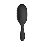 Brosse à cheveux professionnelle en caoutchouc noir avec logo personnalisé, démêlante, à poils de sanglier, pour extensions et perruques