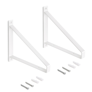 Set 4101412 di EMUCA in acciaio verniciato bianco supporto mensola in legno con forma triangolare per la conservazione a parete - Product Image 1
