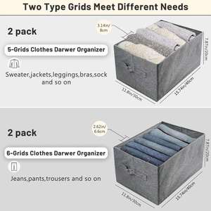 Clear Stock Cheap High Quality Sustainable Multifunction Customized Size Sock Underwear Wardrobe Organizer Dividers <b>Collapsible</b> - Product Image 2