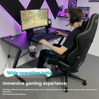 Table de jeu GEDO avec plateau en fibre de carbone, éclairage ambiant RGB, pieds en acier carbone en forme de Z, E-Sports, 15 mm, bureau d'ordinateur pour jeux