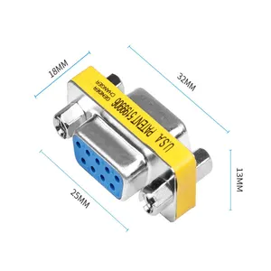 Zechao Rs232 Series D-Sub Vga 9-Pin Female to Female Nickel Plated Soldering Wire Db 9p Connector Gender Conversion Connector