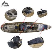Kayak LSF 3,96 m, bateau de pêche pour une personne, kayak à pédales léger et stable en HDPE
