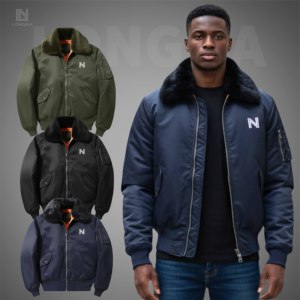 Giacca Bomber da Lavoro Invernale da <span class=keywords><strong>Uomo</strong></span>, Stile Vintage, Foderata in Pile, Imbottita e Bordata in <span class=keywords><strong>Pelliccia</strong></span> Sintetica - Product Image 1