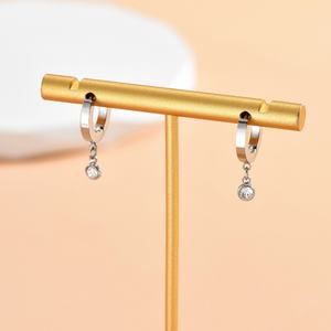 Nouvelles boucles d'oreilles pendantes en acier inoxydable plaqué or pour femmes, bijoux de fête simples et élégants - Product Image 5