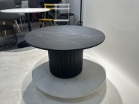 Meubles de maison, table à manger ronde moderne noire, plateau en céramique, base en MDF
