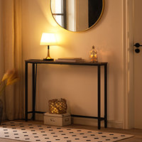 Table de console mince de 100 cm de long avec station de charge, table de couloir avec ports USB et prises de courant, table de canapé étroite