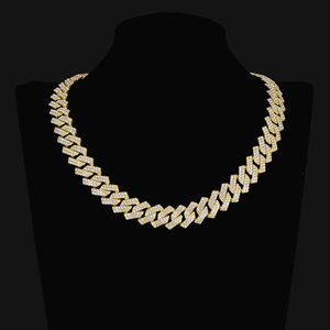 Collar de <span class=keywords><strong>Cadena</strong></span> Cubana con Incrustaciones de Diamantes de Imitación de 15 mm para <span class=keywords><strong>Hombre</strong></span>, Cierre de Presión, Joyería Completa con Incrustaciones, Dorado y Plateado, Estilo Bling - Product Image 3