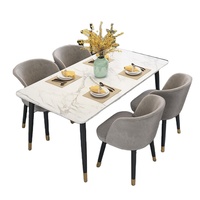 Ensemble de table à manger avec plateau en marbre, meubles de maison, restaurant, chaises de salle à manger, carré