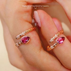 Bague Jolie Xinfly luxueuse en or rose 18 carats avec tourmaline rose et diamants, en forme de serpent - Product Image 5