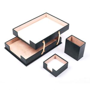 Accesorios Esenciales de Oficina, Juego de Escritorio Triple con Portalápices, Dos Estantes para Papel, Portapapeles - Product Image 5