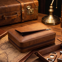 Estuche de Viaje para Cigarros JH con Cierre y Humidor, de Cuero, con Capacidad para 4 Cigarros