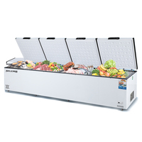 Congélateur coffre commercial à 3 portes de grande capacité 880L avec éclairage LED pour la conservation des aliments congelés, du poisson et de la crème glacée
