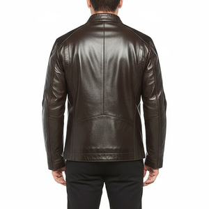 High Quality OEM Service <b>Men</b> <b>Leather</b> <b>Jacket</b> With Low MOQ Stand Collar Customized Good Quality Fashionable <b>Men</b> <b>Jacket</b> - Product Image 2