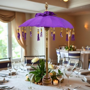 Handmade Royal Purple Iron <b>Frame</b> All-Season 8-Rib Beach Sunshade Bali Umbrella Manual Opening Free-Standing Outdoor Travel Table - Product Image 2
