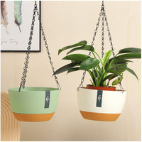 Pot de fleurs suspendu Style nordique rond en plastique avec chaîne en fer Style moderne intérieur et extérieur PE Europe Pots en plastique pour plantes