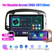 11.8 pouces 2K double boutons 2 Din QLED écran autoradio pour Hyundai Accent 2008-2011 argent lecteur multimédia Android Auto Carplay