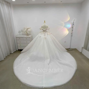 Vestido de Novia Romántico con Falda de Tul Floral, Apliques de Flores 3D, Encaje Elegante y Bordado de Cristal Lsjj37 Jancember - Product Image 2