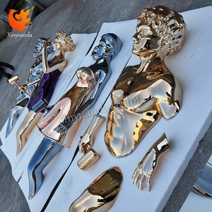 Escultura Decorativa Abstracta de Fibra de Vidrio, Estatua de Figura Femenina Electrochapada de Medio Cuerpo para Decoración de Paredes de Hoteles de Lujo - Product Image 3