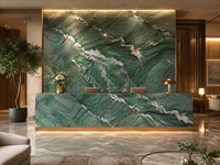 Dalle de quartzite cristallin Fuchsite pour panneau mural poli, plan de travail d'îlot, comptoir de bar, plateau de console et surface découpée sur mesure