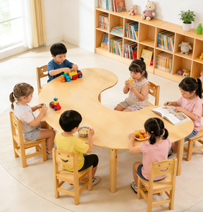 <span class=keywords><strong>Centro</strong></span> de guardería preescolar Montessori de madera para niños con mesas curvas llamativas, ideales para aulas. - Product Image 5