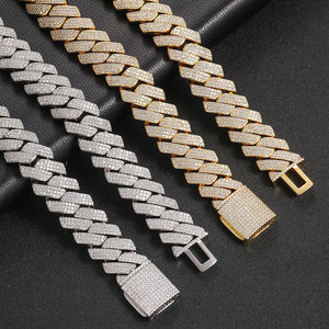 Toptan 20mm zirkon elmas küba zincir Hip Hop kolye takı erkekler için tam elmas kolye - Product Image 1