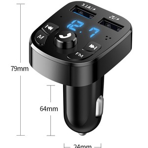 Chargeur double USB rapide pour <span class=keywords><strong>voiture</strong></span>, transmetteur <span class=keywords><strong>FM</strong></span>, récepteur d'appels mains libres avec audio stéréo MP3 portable et carte TF, garantie 1 an - Product Image 4