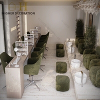 Ensemble de mobilier de salon de style populaire, bureau de réception en bois massif, salon de beauté, station de salon avec éclairage LED et miroir